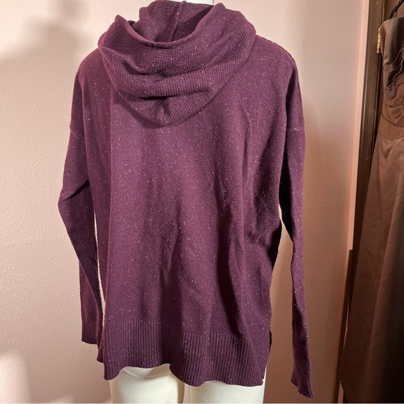 C&C California Burgundy Plum Purple red Wool hooded zip front Cardigan Sweater - Picture 4 of 15